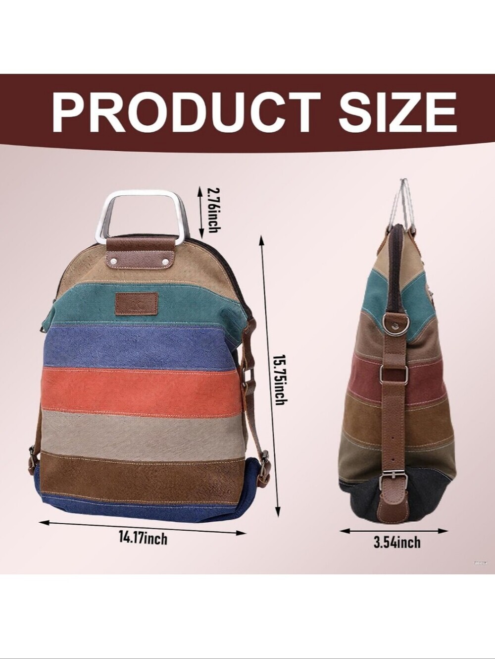 Women’s Multi-Stripe Canvas Crossbody Bag - Beige, Orange, Brown, Blue - Picture 4 of 6